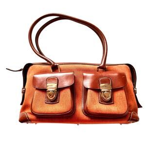 Dooney & Bourke Canvas Leather Logo Doctor's Satchel Shoulder Bag Salmon Hue